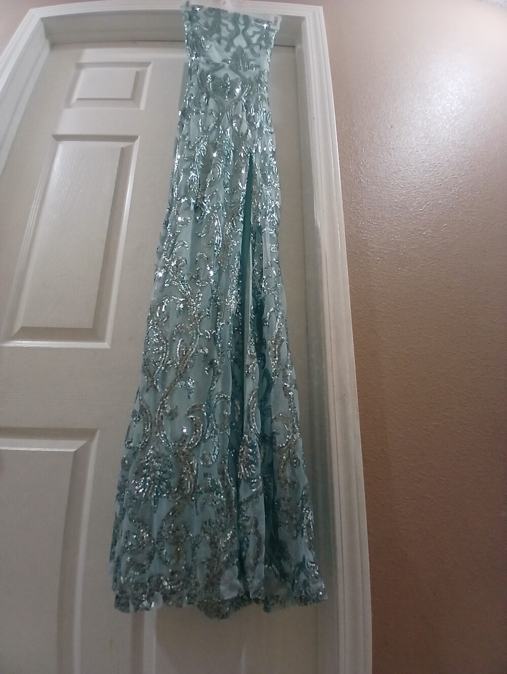 Embellished Light Blue Evening Gown